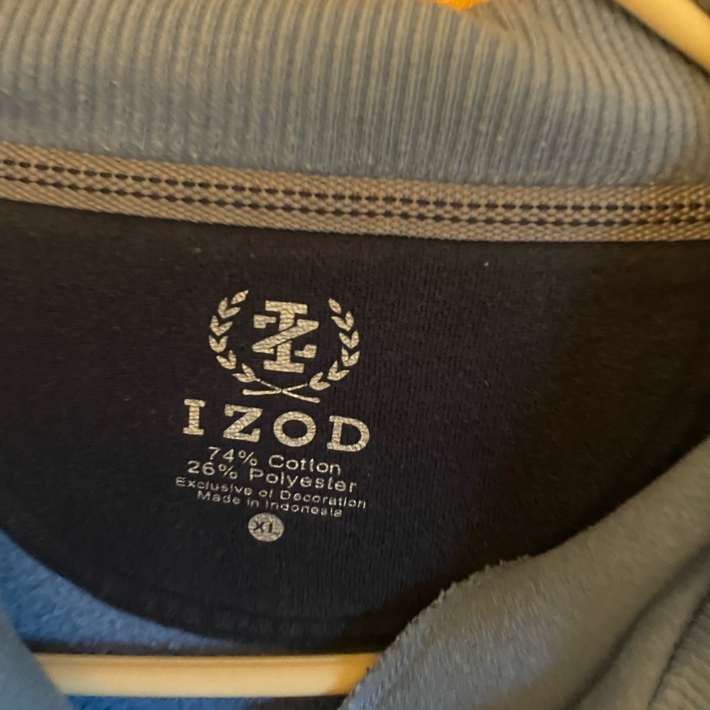 Mens Izod 1/4 zip slate blue pullover